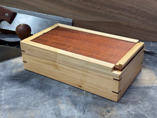 Spalted Maple and Mahogany Sliding Lid Box